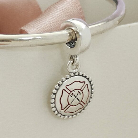 Pandora Silver Firefighter Dangle Charm Exclusive Pendant S925 Silver with box - Picture 7 of 8